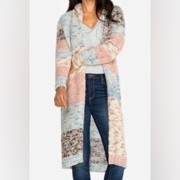 Johnny Was Sweaters - JOHNNY WAS Painted Lady Open Front Hooded Alpaca Blend Duster Cardigan XS VGUC